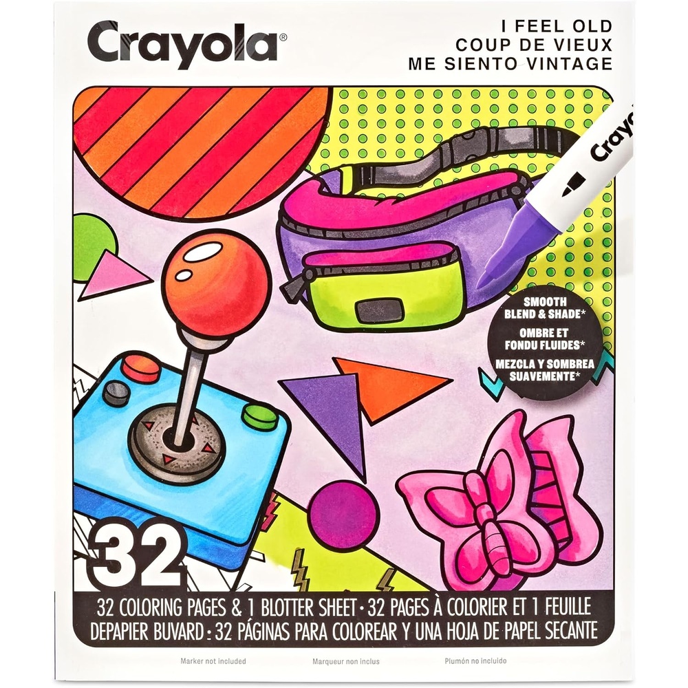 Crayola Stay Hydrated Adult Coloring Book, 32 Pgs, Premium Paper, Stress Relief and Relaxation Activities, Gift for Women and Men(I Feel Old)