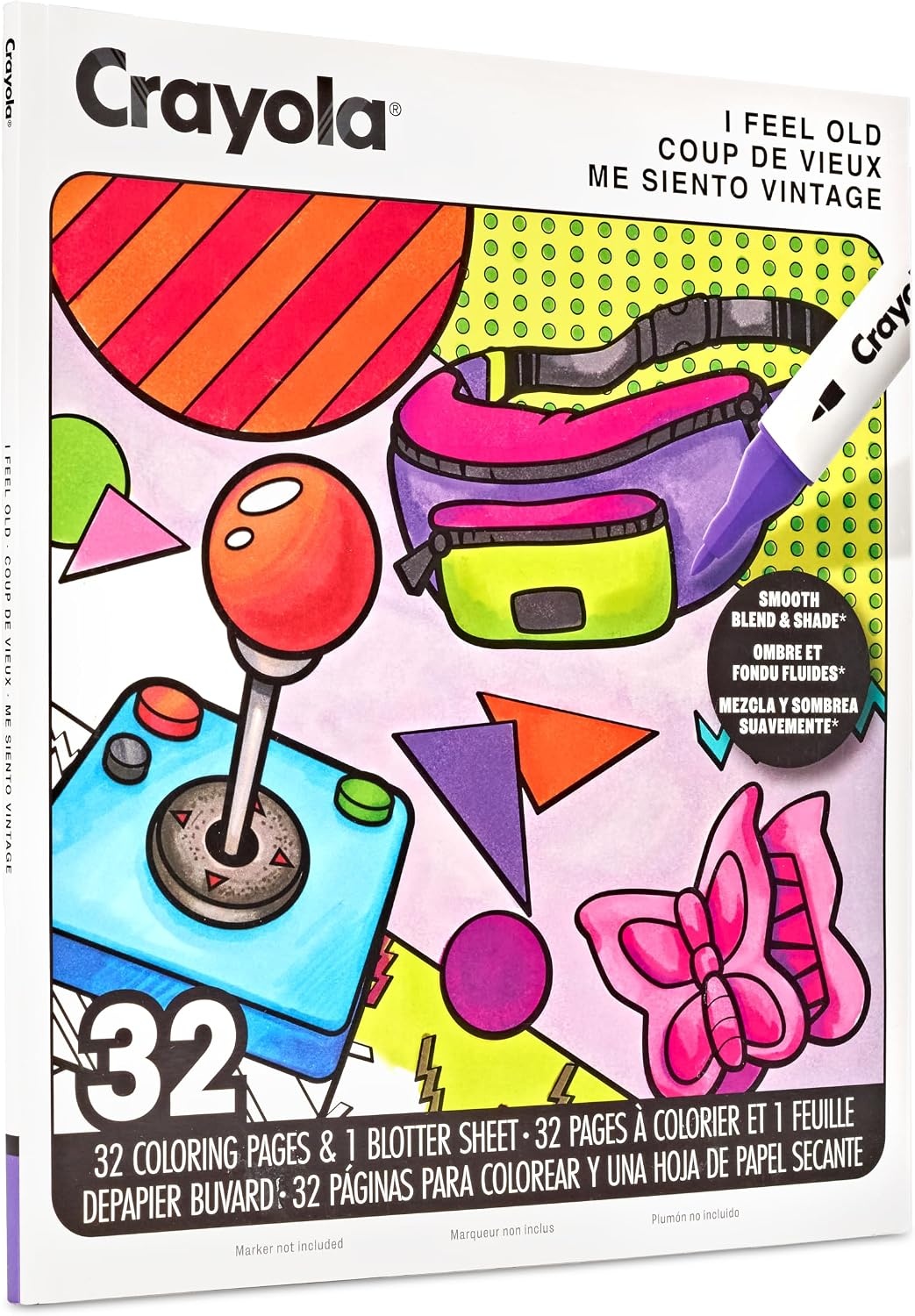 Crayola Stay Hydrated Adult Coloring Book, 32 Pgs, Premium Paper, Stress Relief and Relaxation Activities, Gift for Women and Men(I Feel Old)