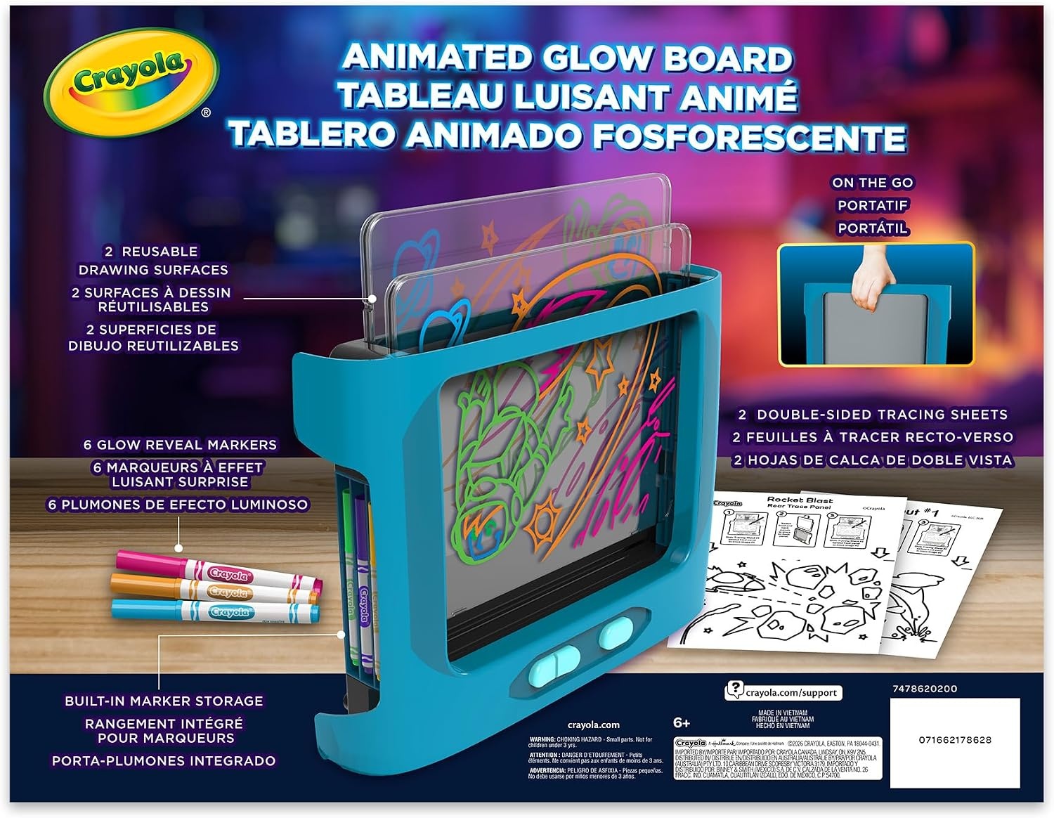Crayola Animated Glow Board, DualScreen LED Drawing Board with Light Animation, Light Up Tracing Projector, Gift for Kids, Toys for Boys & Girls, Ages 6+