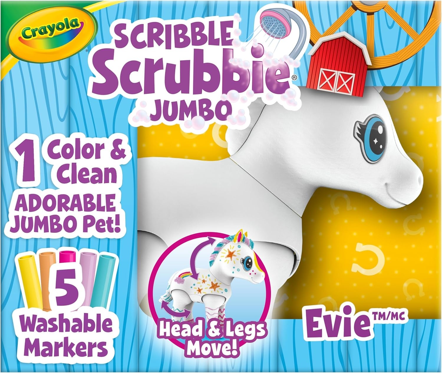 Crayola Scribble Scrubbie Jumbo, Evie, Large Posable Animal Toy, 6 Inches, Horse for Girls & Boys, Animal Grooming, Gift