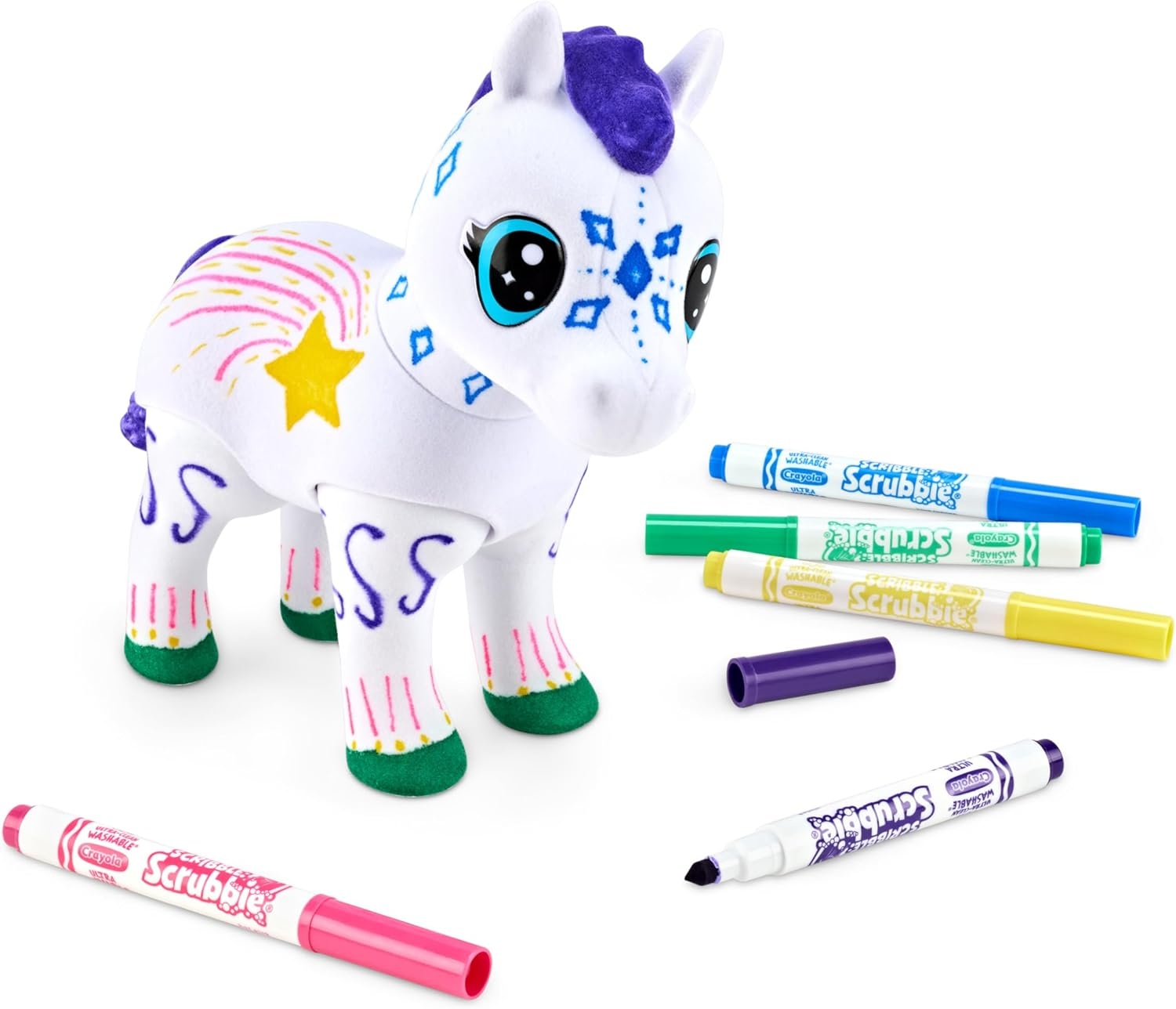 Crayola Scribble Scrubbie Jumbo, Evie, Large Posable Animal Toy, 6 Inches, Horse for Girls & Boys, Animal Grooming, Gift