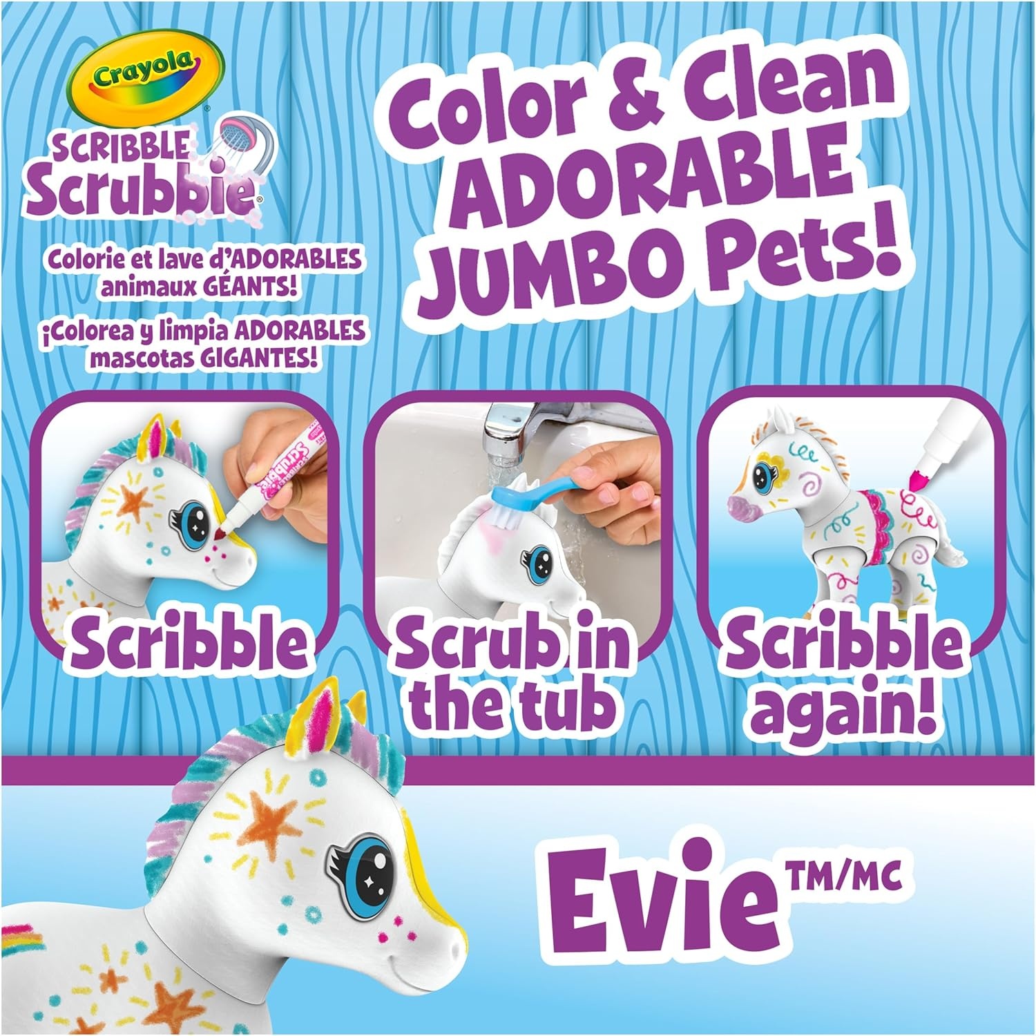 Crayola Scribble Scrubbie Jumbo, Evie, Large Posable Animal Toy, 6 Inches, Horse for Girls & Boys, Animal Grooming, Gift