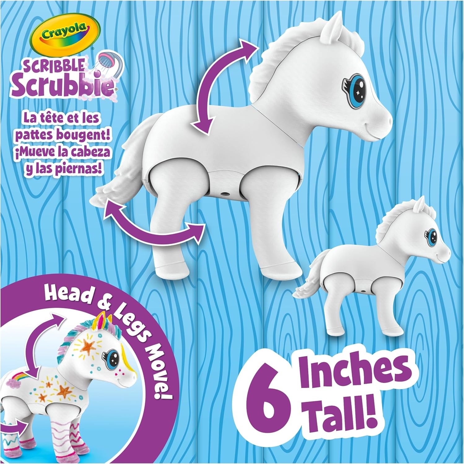 Crayola Scribble Scrubbie Jumbo, Evie, Large Posable Animal Toy, 6 Inches, Horse for Girls & Boys, Animal Grooming, Gift
