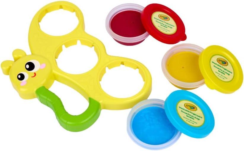 Crayola Butterfly Fingerpaint Pallette (3ct), Washable & Spillproof Fingerpaint for Toddlers, Less Mess Paint, Toddler Gift, Ages 2+