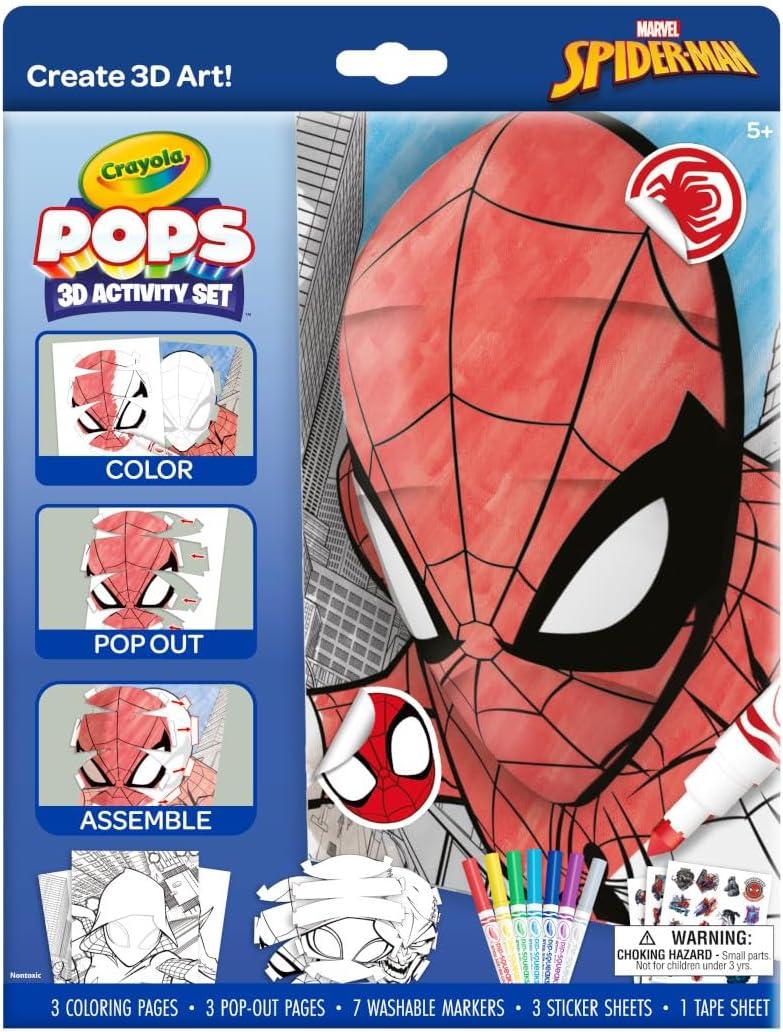 Crayola POPs 3D Kids Art Set, Spiderman Coloring Book Alternative, Gift for Boys & Girls, Ages 5+(Spiderman)