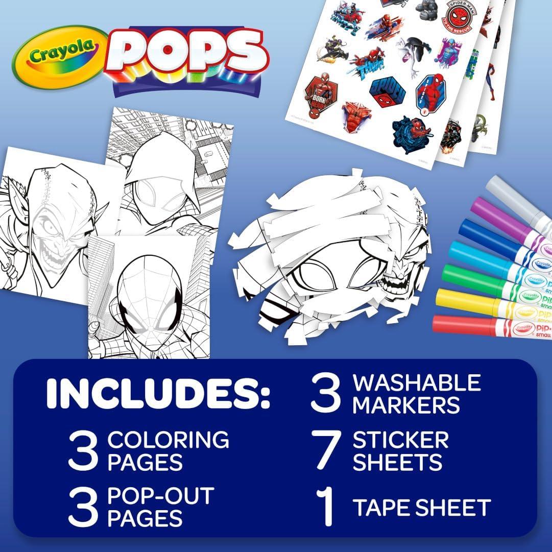 Crayola POPs 3D Kids Art Set, Spiderman Coloring Book Alternative, Gift for Boys & Girls, Ages 5+(Spiderman)