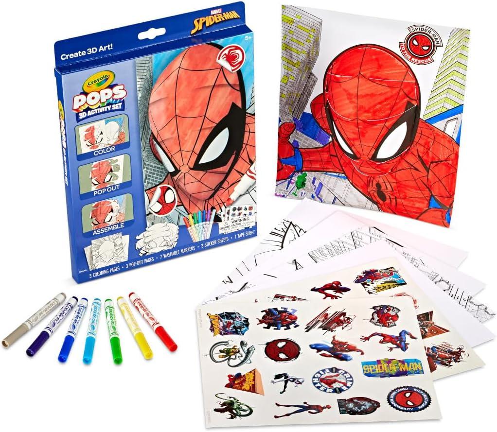 Crayola POPs 3D Kids Art Set, Spiderman Coloring Book Alternative, Gift for Boys & Girls, Ages 5+(Spiderman)