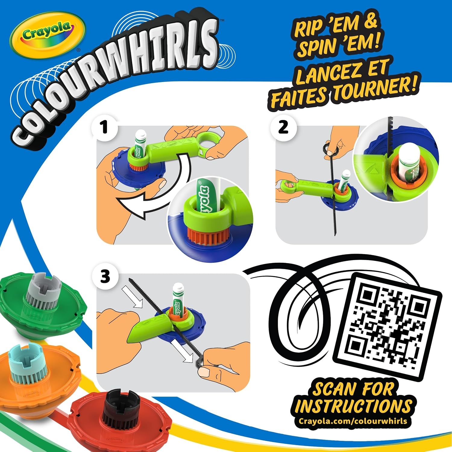 Crayola Colourwhirls Classic, 3 Ct Playset, Spin Art Toy with Washable Markers and Battle Arena, Competition Game, for Kids Ages 6, 7, 8, 9