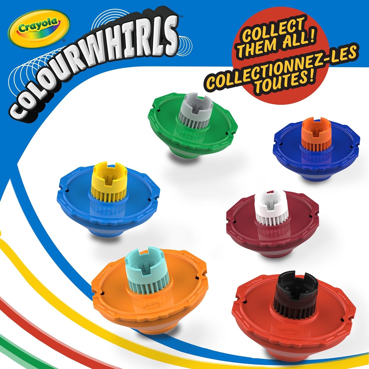 Crayola Colourwhirls Classic, 3 Ct Playset, Spin Art Toy with Washable Markers and Battle Arena, Competition Game, for Kids Ages 6, 7, 8, 9