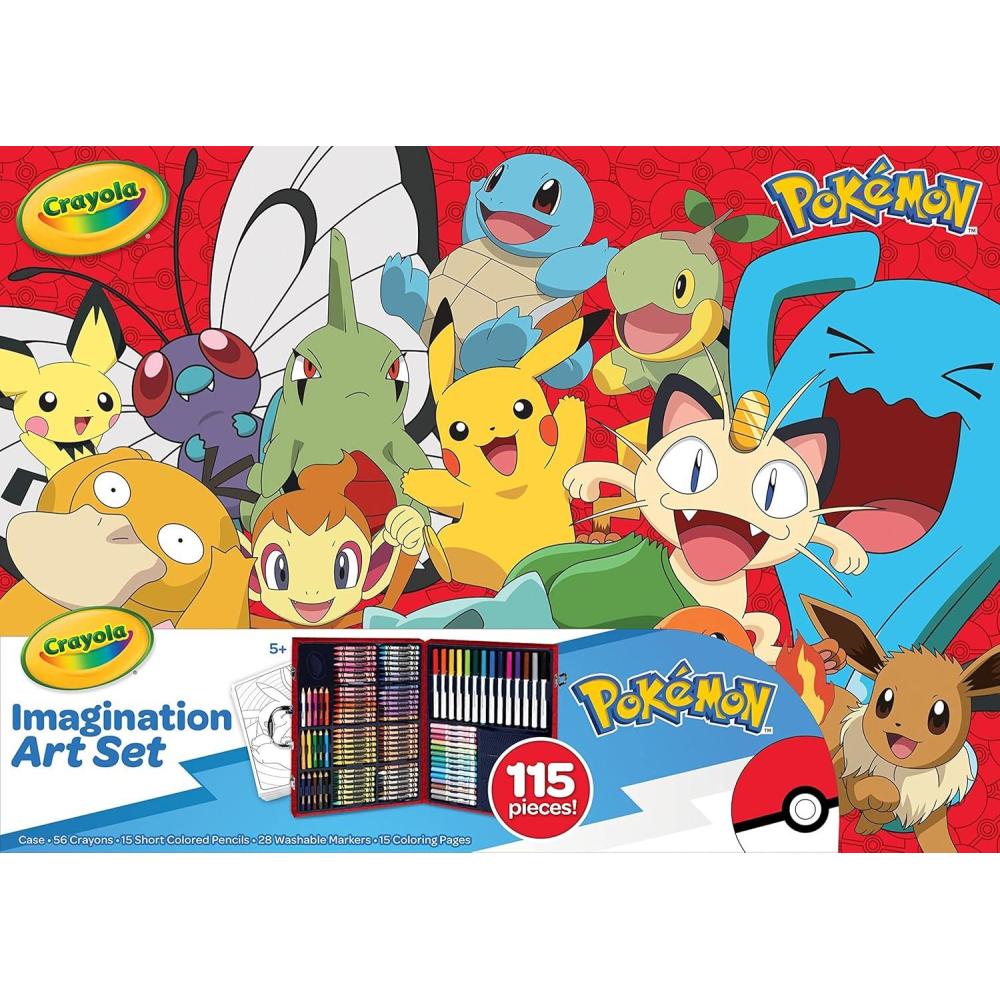 Crayola Pokemon Art Kit for Kids (45pcs), Pokemon Coloring Book Pages, Pokemon Stickers for Kids, Pokemon Toys, Gift for kids, Ages 4+(Pokemon)