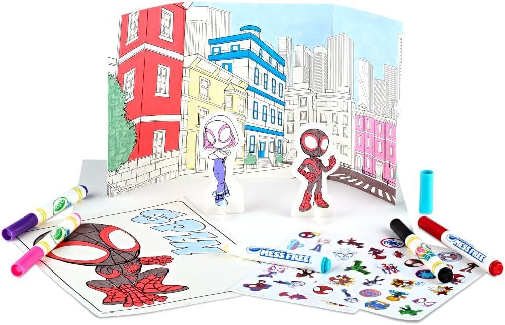 Crayola Color Wonder Mess Free Fingerpaint & Stamper Kit, Safari Stamps for Kids, Color Reveal Ink, Toddler Activity, Gifts, 3+(Spidey Activity Kit)