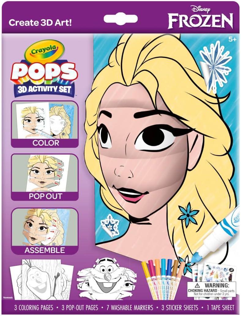 Crayola POPS 3D Frozen Activity Set, Kids Coloring Set & Craft Kit, Includes Stickers & Markers, Frozen Gift for Girls & Boys, 5+