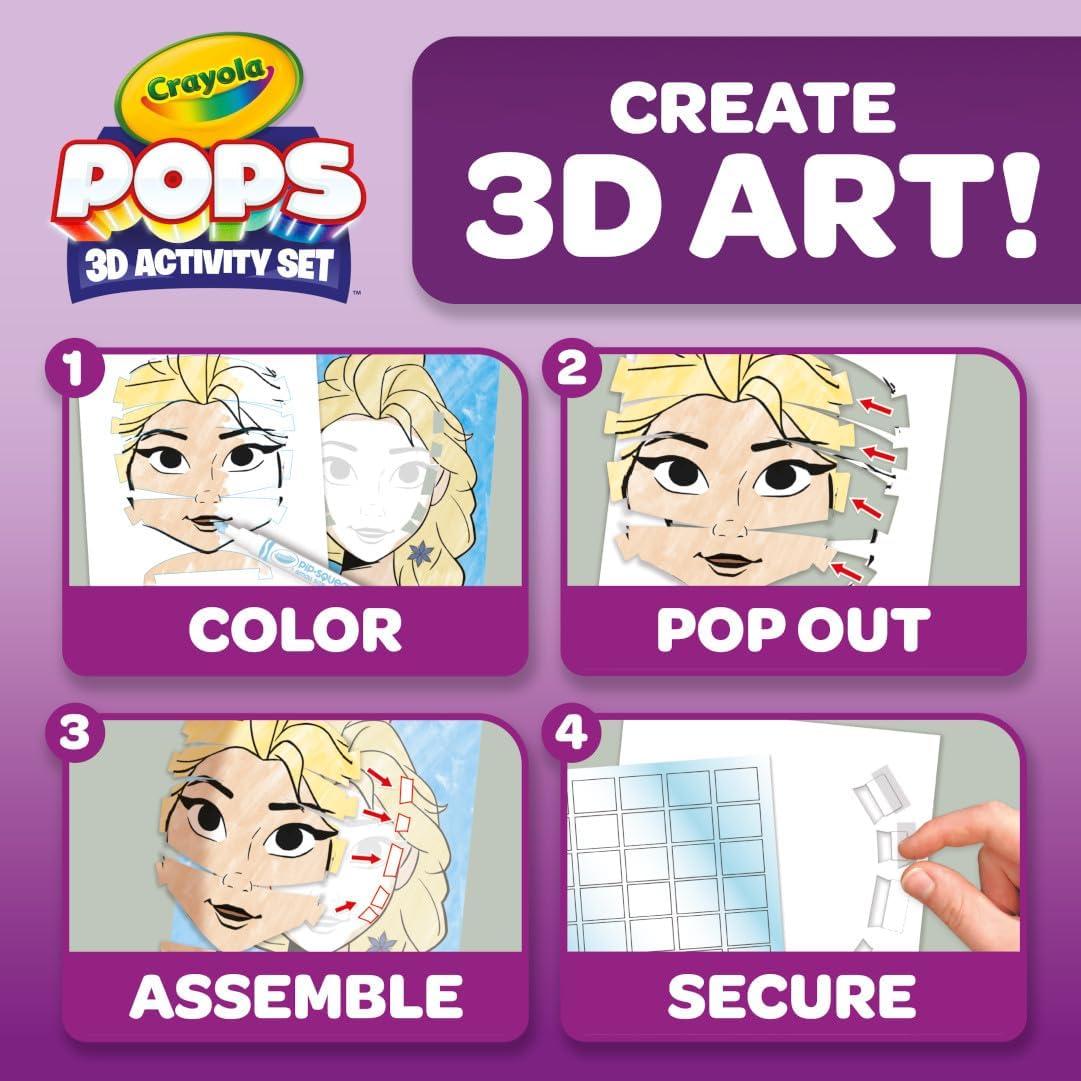 Crayola POPS 3D Frozen Activity Set, Kids Coloring Set & Craft Kit, Includes Stickers & Markers, Frozen Gift for Girls & Boys, 5+