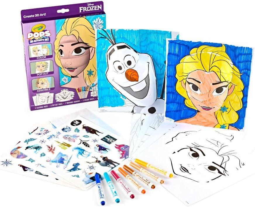 Crayola POPS 3D Frozen Activity Set, Kids Coloring Set & Craft Kit, Includes Stickers & Markers, Frozen Gift for Girls & Boys, 5+