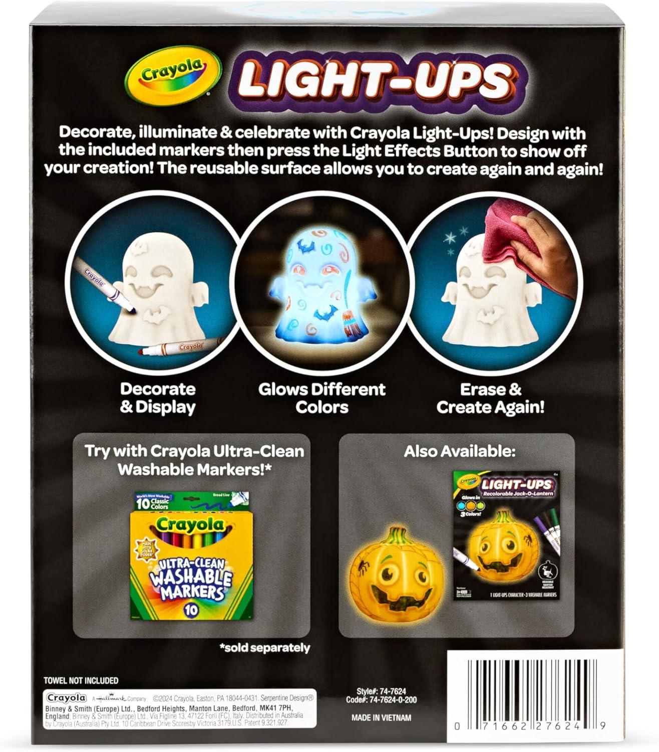 Crayola Light-Ups – Jack-O-Lantern, Reusable Light Up Pumpkin Toy, Halloween Craft, Cute Glow in The Dark Decor & Night Light, Halloween Toy, Ages 4, 5, 6(Ghost)