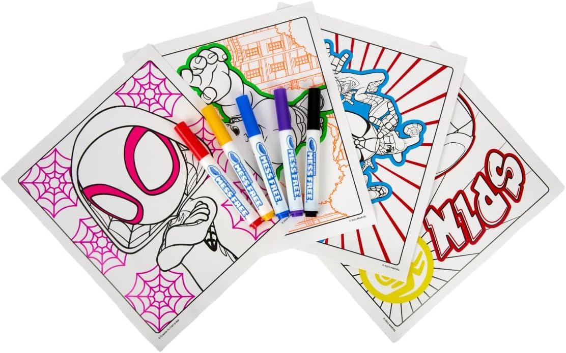 Crayola Spiderman Color Wonder Coloring Set, 18 Spiderman Mess Free Coloring Pages for Toddlers, Spiderman Toys, Gifts for Kids(Neon Box Set)