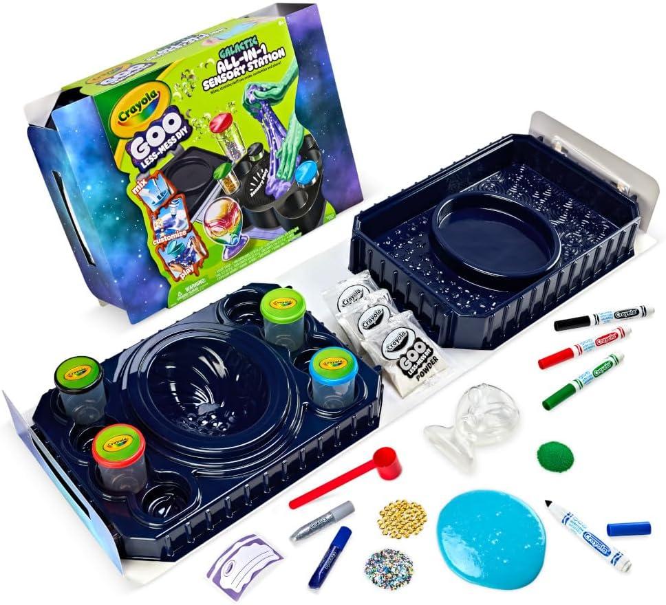Crayola Goo All-in-1 Sensory Station, Galactic Slime Making Kit for Kids, Less Mess, DIY Arts & Crafts Set, Gifts for Kids, Ages 6+