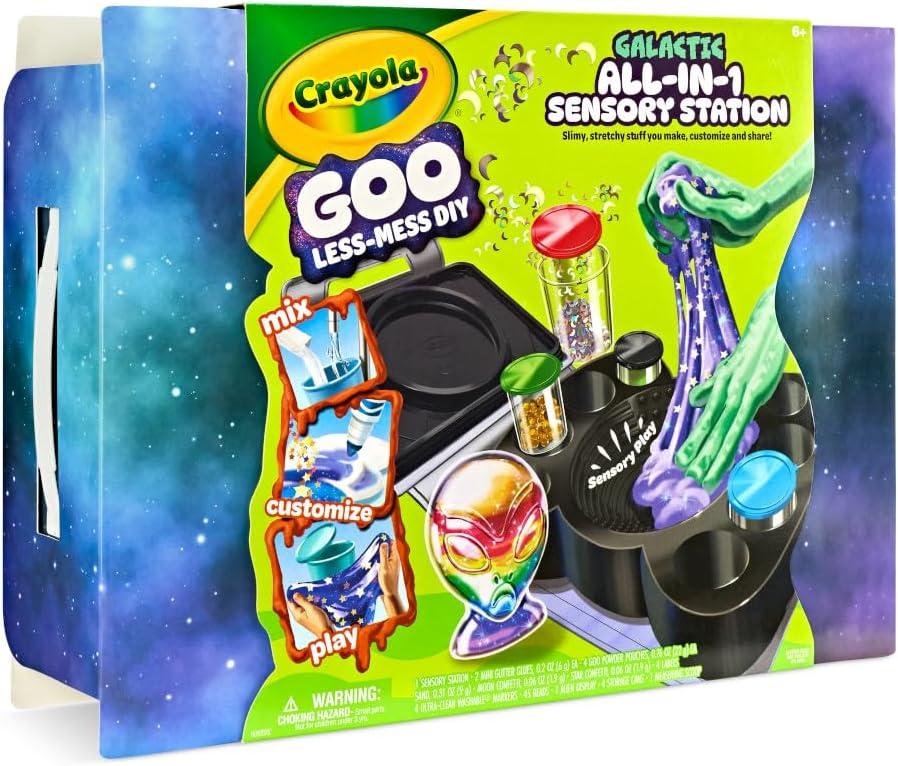 Crayola Goo All-in-1 Sensory Station, Galactic Slime Making Kit for Kids, Less Mess, DIY Arts & Crafts Set, Gifts for Kids, Ages 6+