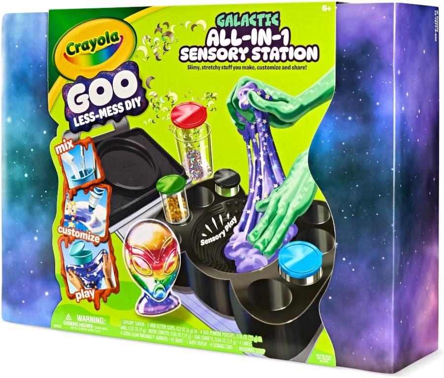 Crayola Goo All-in-1 Sensory Station, Galactic Slime Making Kit for Kids, Less Mess, DIY Arts & Crafts Set, Gifts for Kids, Ages 6+