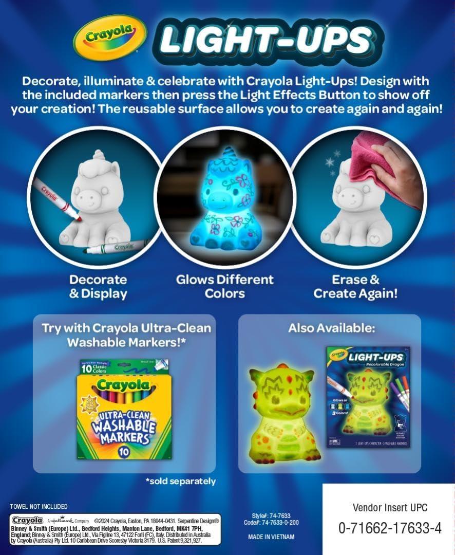 Crayola Light Ups – Unicorn, Reusable Holiday Craft, Glow In The Dark, Unicorn Gift for Kids, Decoration Craft, Toys & Gifts for Kids(Unicorn Figure)