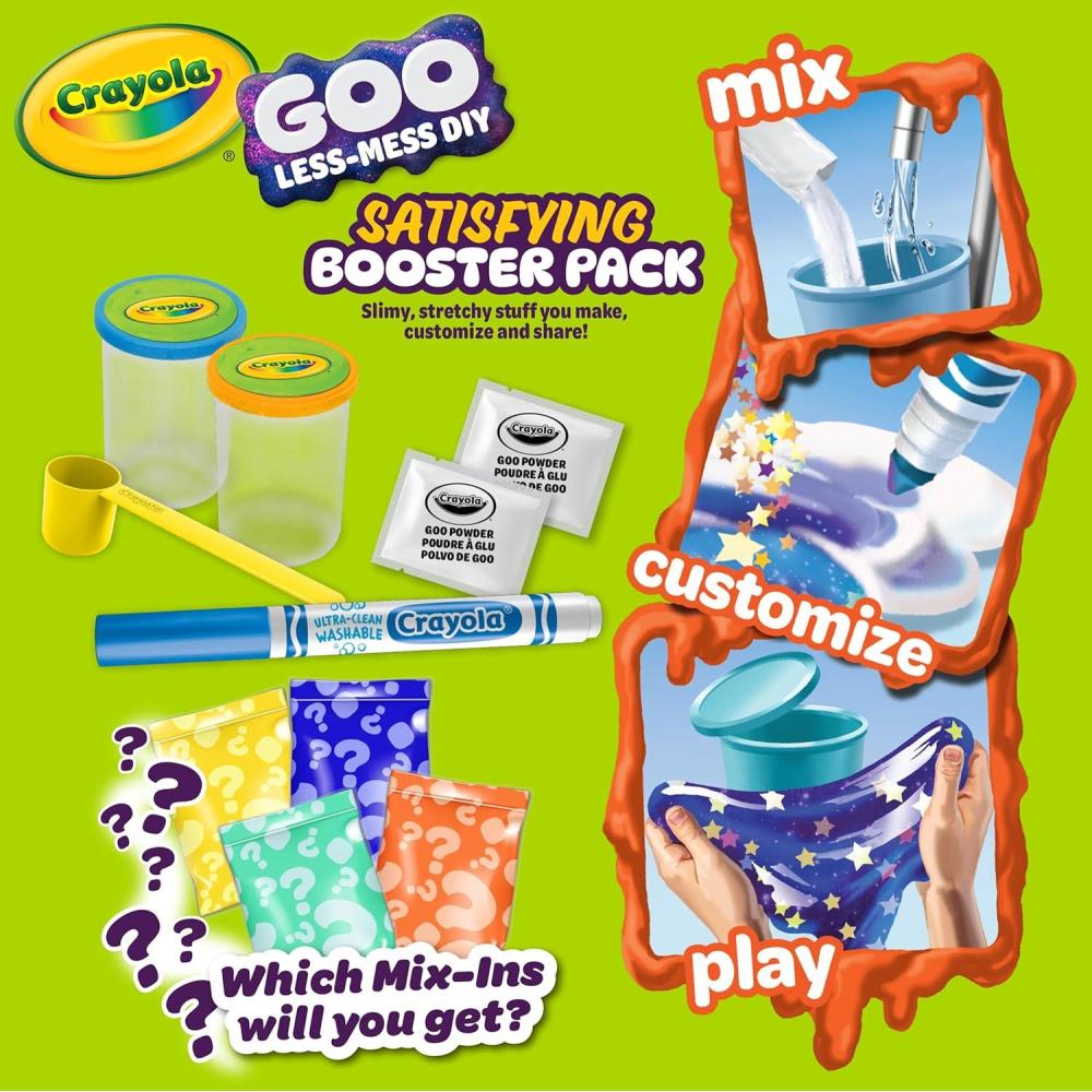Crayola Satisfying Goo Making Kit, Slimy DIY Craft for Kids, Sensory Fidget Putty, Less Mess Activity, Includes Mix Pouches & Mix Ins, Gift for Kids, 6+(Mystery)