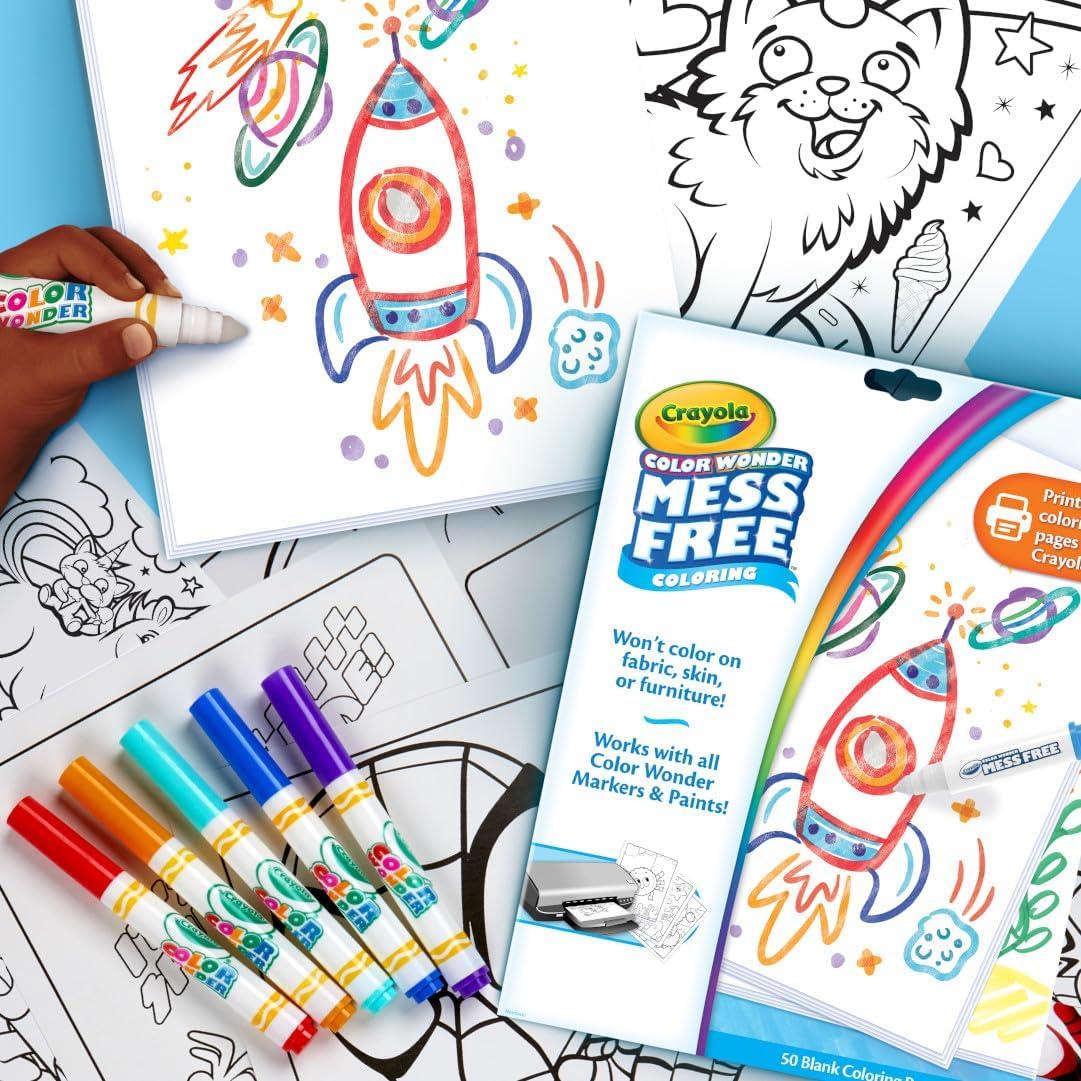Crayola Color Wonder Mess Free Coloring Pages (50ct), Create Your Own Coloring Pages, Blank Color Wonder Refill, Toddler Toys & Gifts(Refill Pages)