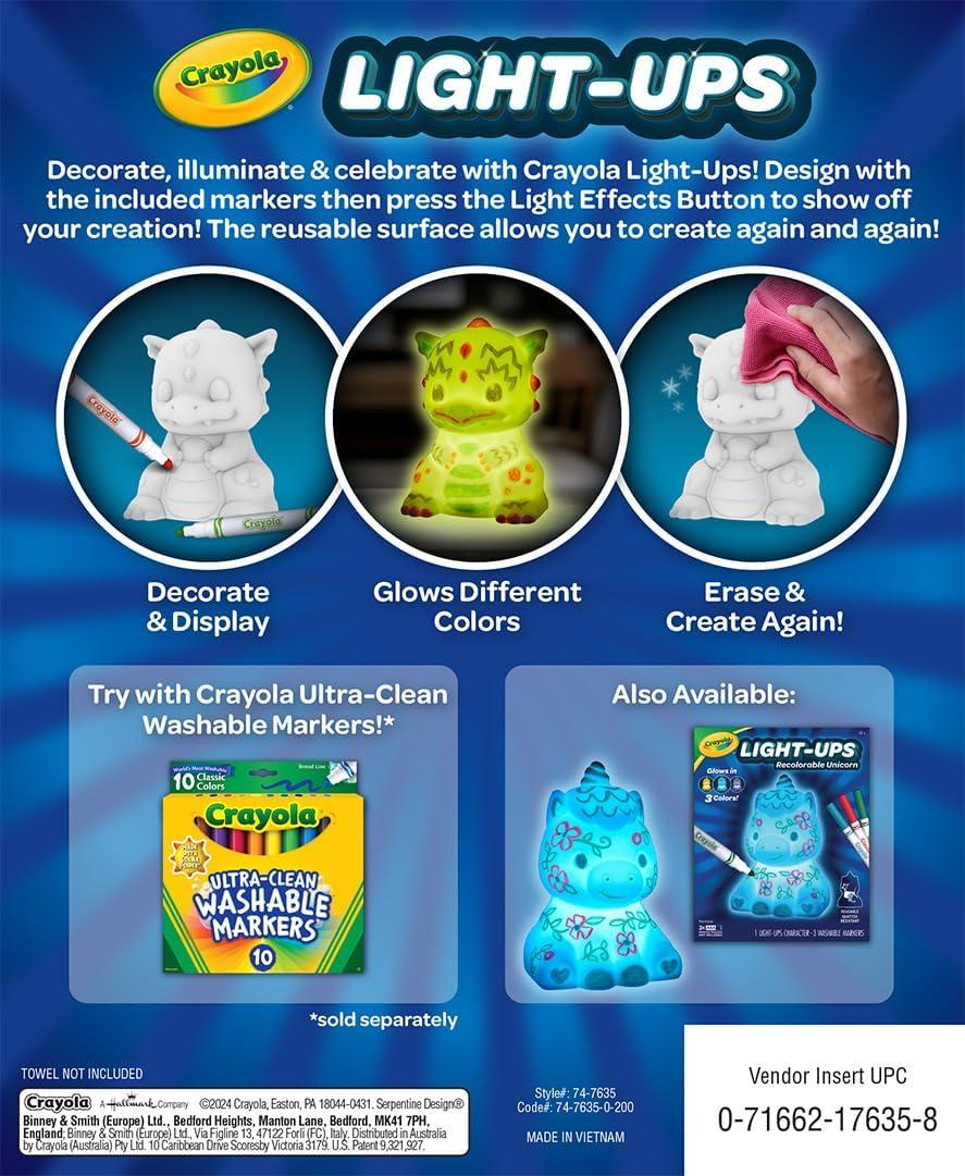 Crayola Light Ups – Unicorn, Reusable Holiday Craft, Glow In The Dark, Unicorn Gift for Kids, Decoration Craft, Toys & Gifts for Kids(Dragon)
