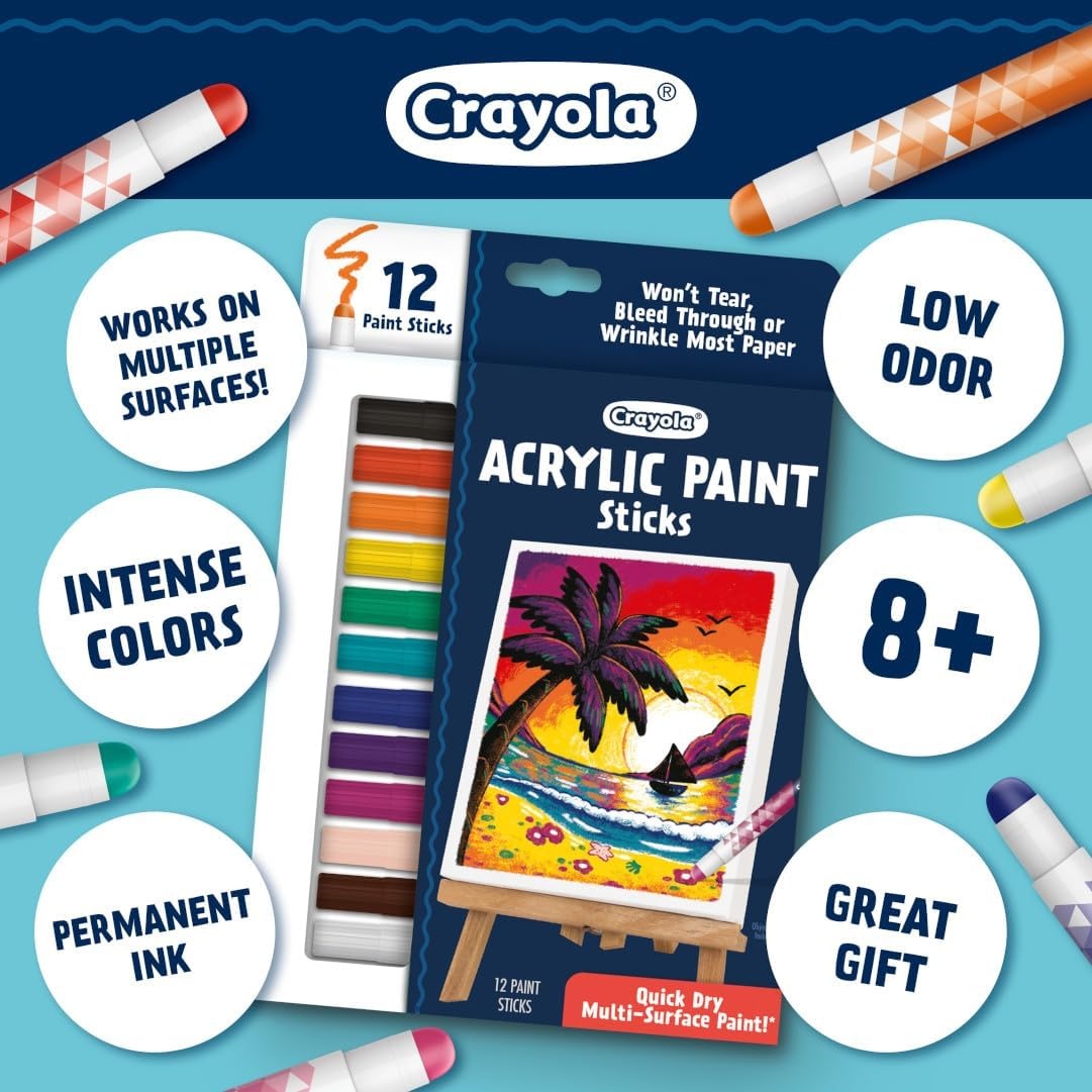 Crayola Bullet Tip Acrylic Paint Markers (10ct), Adult Coloring Marker Set, Coloring Book Art Supplies, For Drawing, Journaling & Construction Paper Crafts(12 Count (Pack of 2))