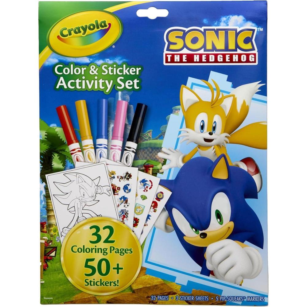 Crayola Sonic Color and Sticker Activity Set with Pipsqueak Markers, Gift for Kids, Sonic Coloring Pages and Stickers 3+
