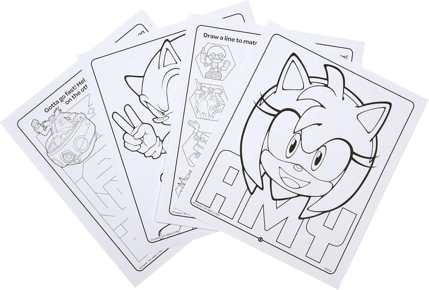Crayola Sonic Color and Sticker Activity Set with Pipsqueak Markers, Gift for Kids, Sonic Coloring Pages and Stickers 3+