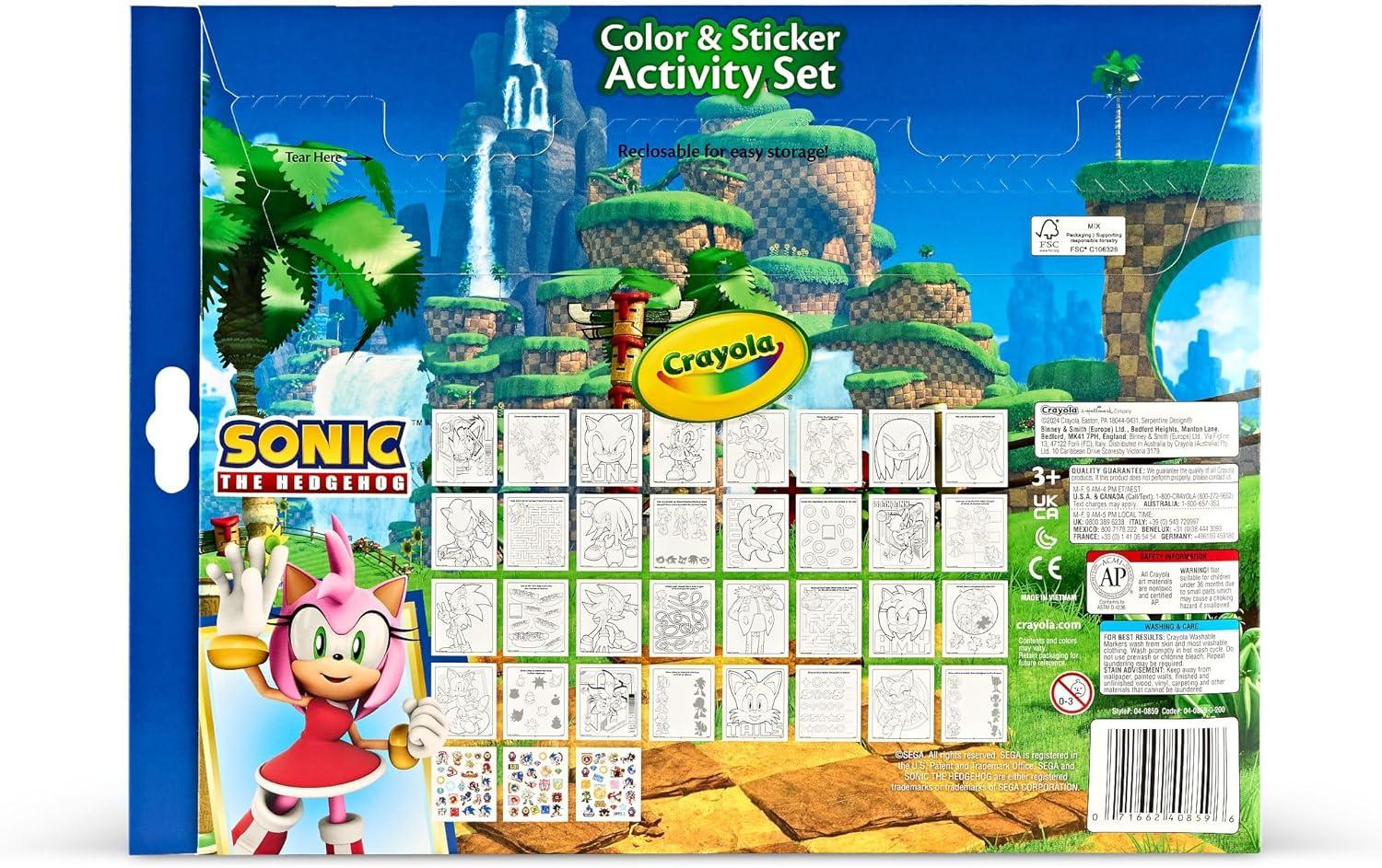 Crayola Sonic Color and Sticker Activity Set with Pipsqueak Markers, Gift for Kids, Sonic Coloring Pages and Stickers 3+