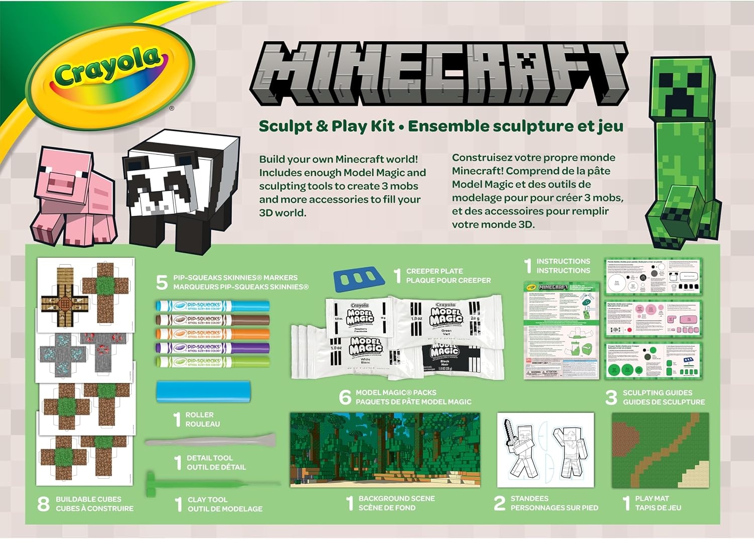 Crayola Minecraft Sculpt & Play Craft Kit, Model Magic Clay Set for Kids, Includes Markers, Tools, Cutouts & Backdrop, Toddler Art Supplies, Toys & Gifts