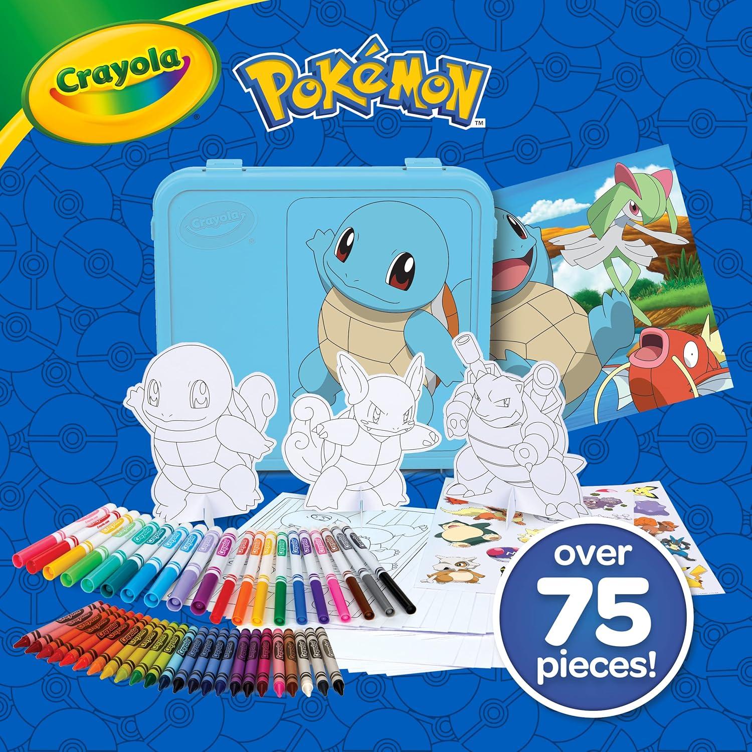 Crayola Pokemon Art Kit for Kids (45pcs), Pokemon Coloring Book Pages, Pokemon Stickers for Kids, Pokemon Toys, Gift for kids, Ages 4+(Squirtle)