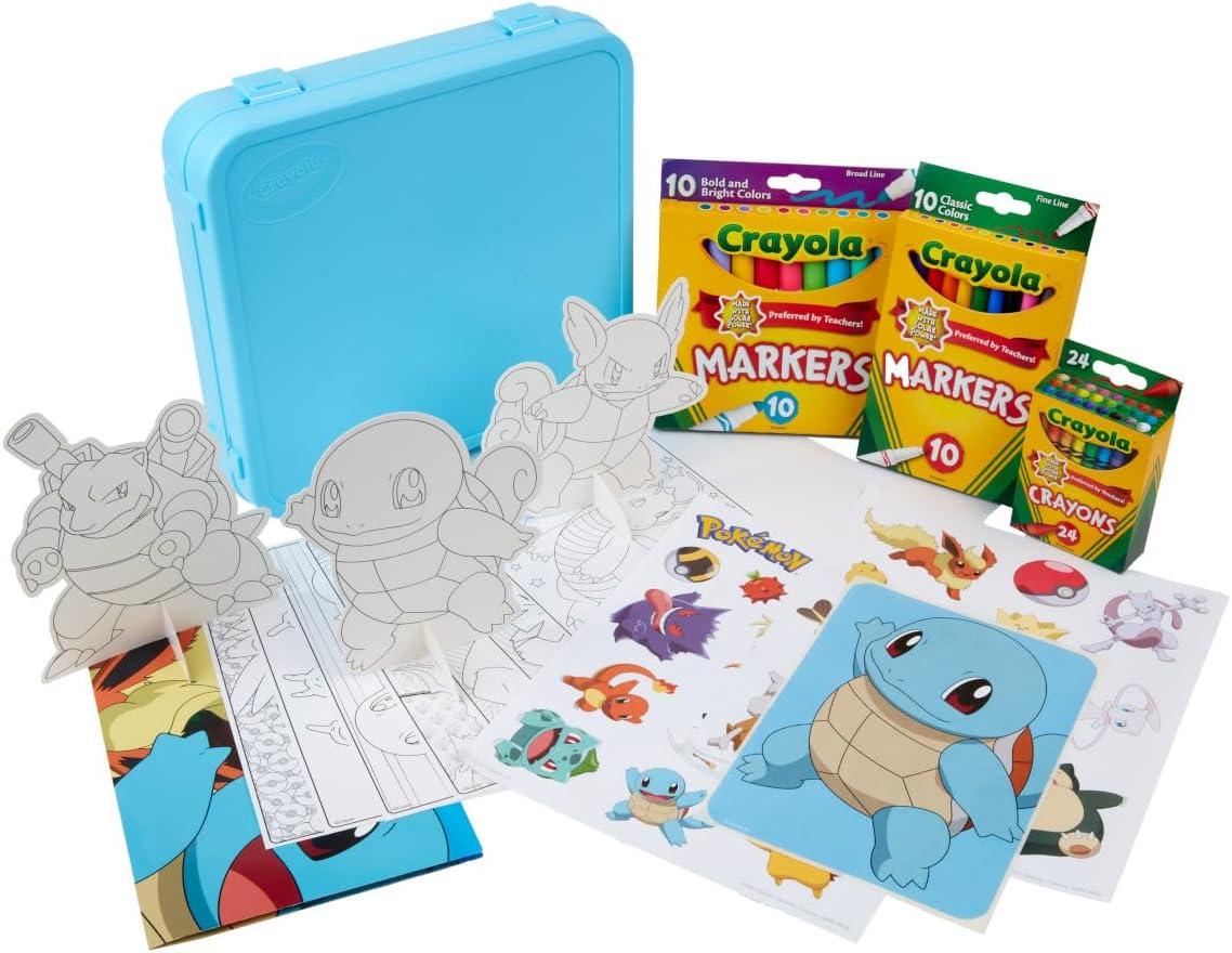 Crayola Pokemon Art Kit for Kids (45pcs), Pokemon Coloring Book Pages, Pokemon Stickers for Kids, Pokemon Toys, Gift for kids, Ages 4+(Squirtle)