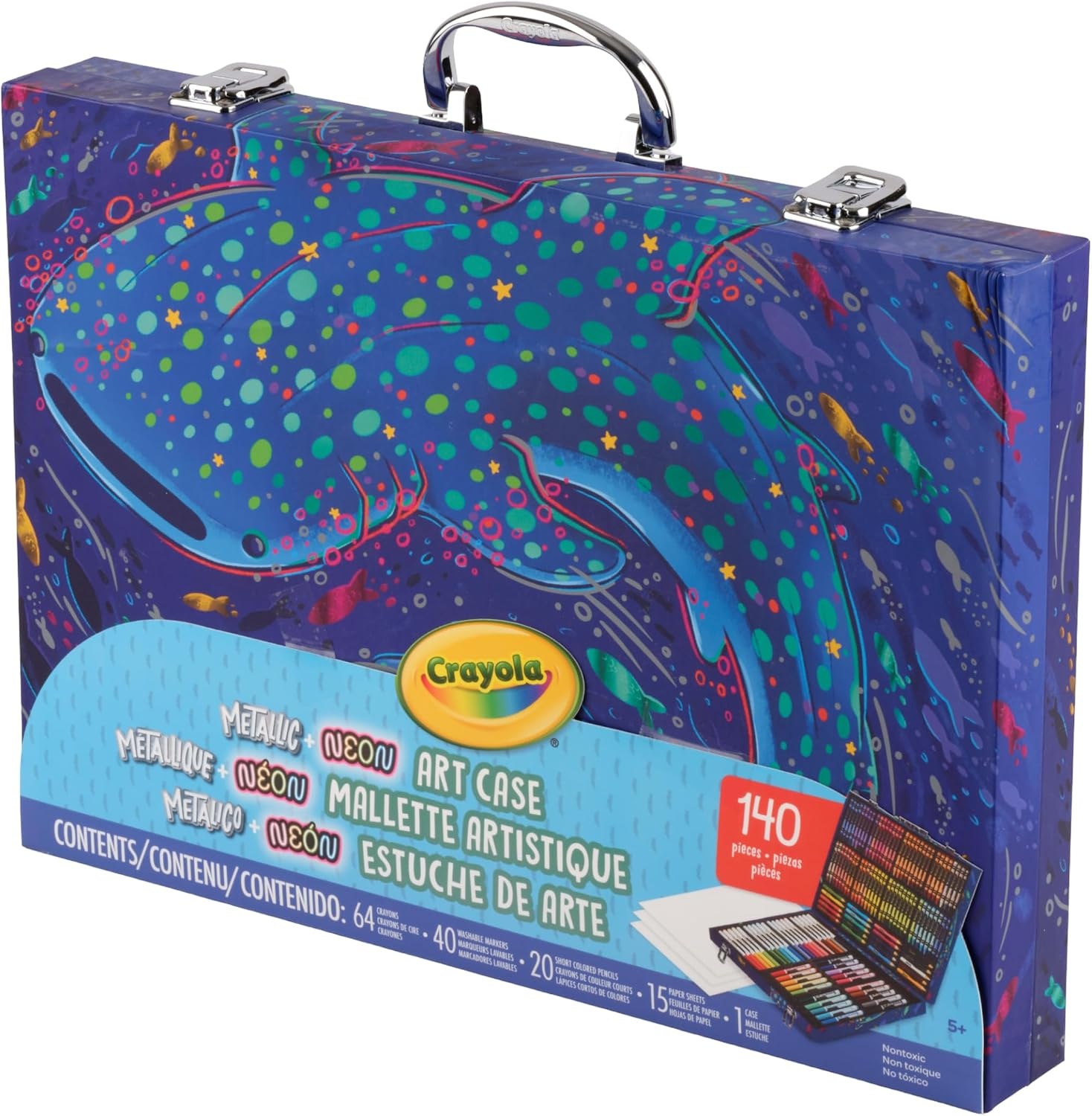 Crayola Art Kit with Neon & Metallic Art Supplies, Includes Crayons, Markers & Colored Pencils, Craft Activity, Gift for Kids, Ages 5, 6, 7, 8
