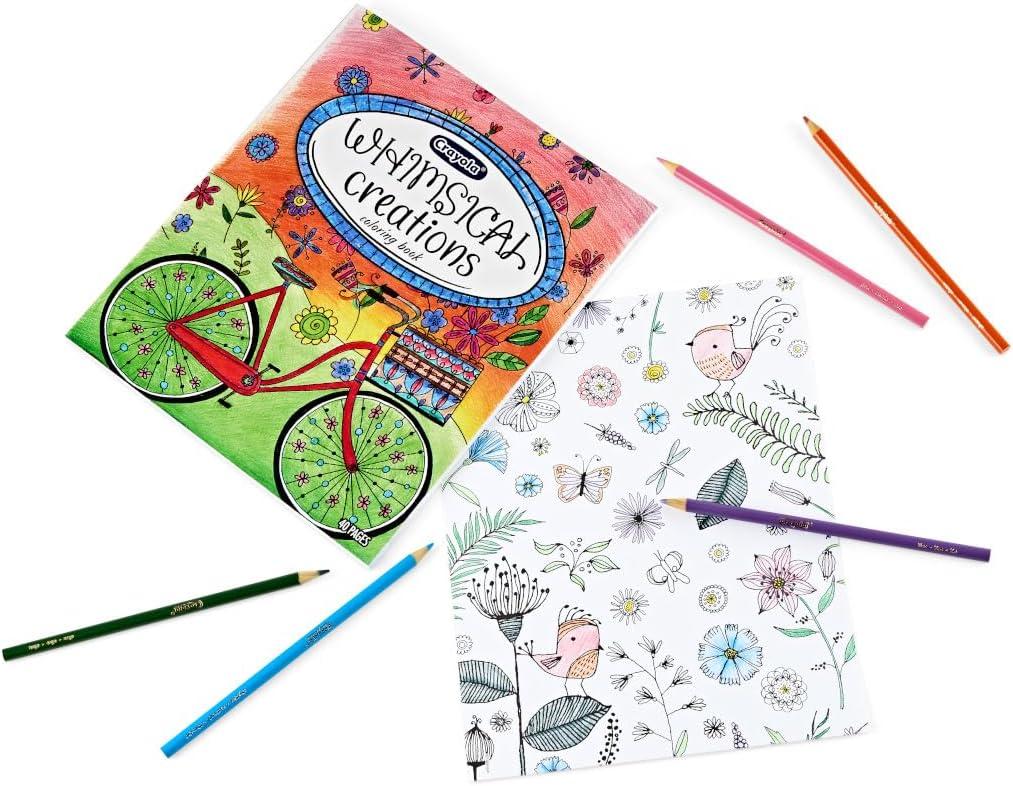 Crayola Whimsical Creations Coloring Book for Adults (40pgs), Adult Coloring Pages, 8×10, Perforated, Gift for Teens & Adults