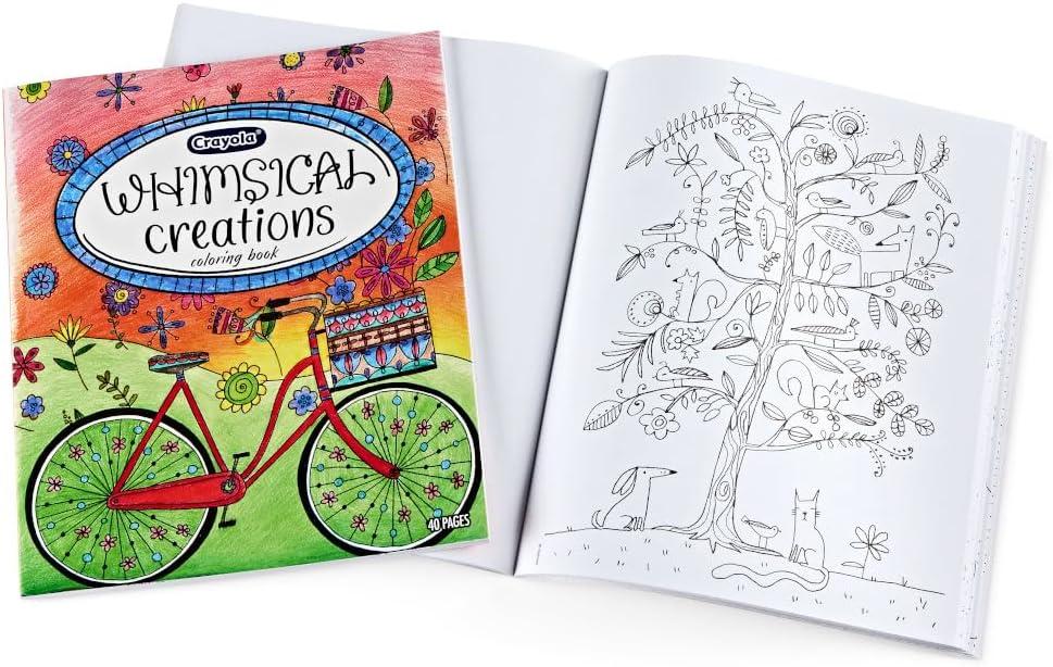 Crayola Whimsical Creations Coloring Book for Adults (40pgs), Adult Coloring Pages, 8×10, Perforated, Gift for Teens & Adults
