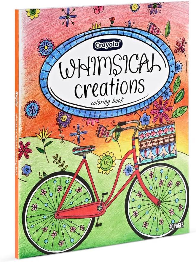 Crayola Whimsical Creations Coloring Book for Adults (40pgs), Adult Coloring Pages, 8×10, Perforated, Gift for Teens & Adults