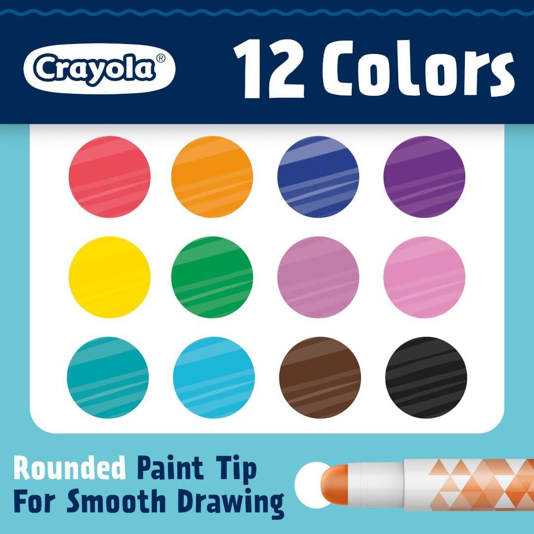 Crayola Acrylic Paint Doodle Sticks (12ct), Acrylic Paint Marker Set for Kids, Quick Dry, Multi-Surface, Less Mess, Kids Craft Supplies, Ages 8+(12 Count (Pack of 2))