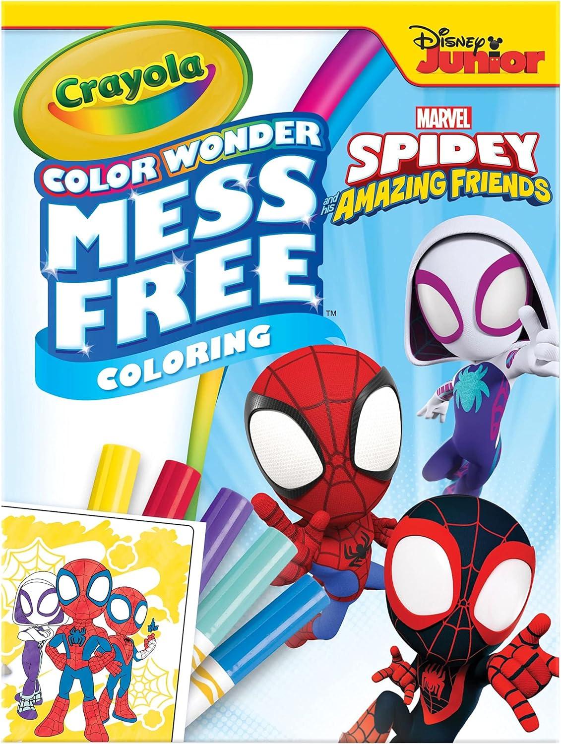 Crayola Spiderman Color Wonder Coloring Set, 18 Spiderman Mess Free Coloring Pages for Toddlers, Spiderman Toys, Gifts for Kids(Spidey & Friends)