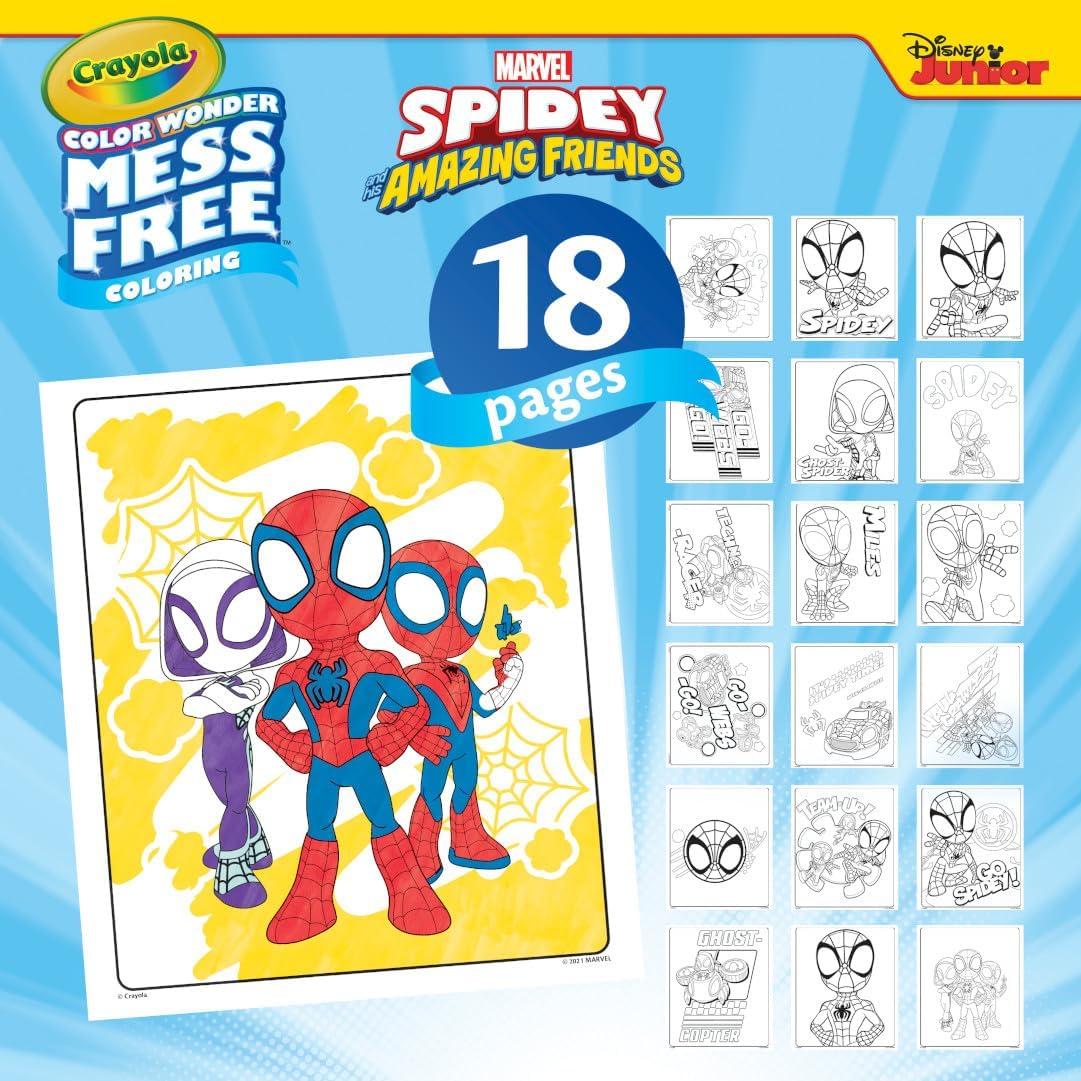 Crayola Spiderman Color Wonder Coloring Set, 18 Spiderman Mess Free Coloring Pages for Toddlers, Spiderman Toys, Gifts for Kids(Spidey & Friends)