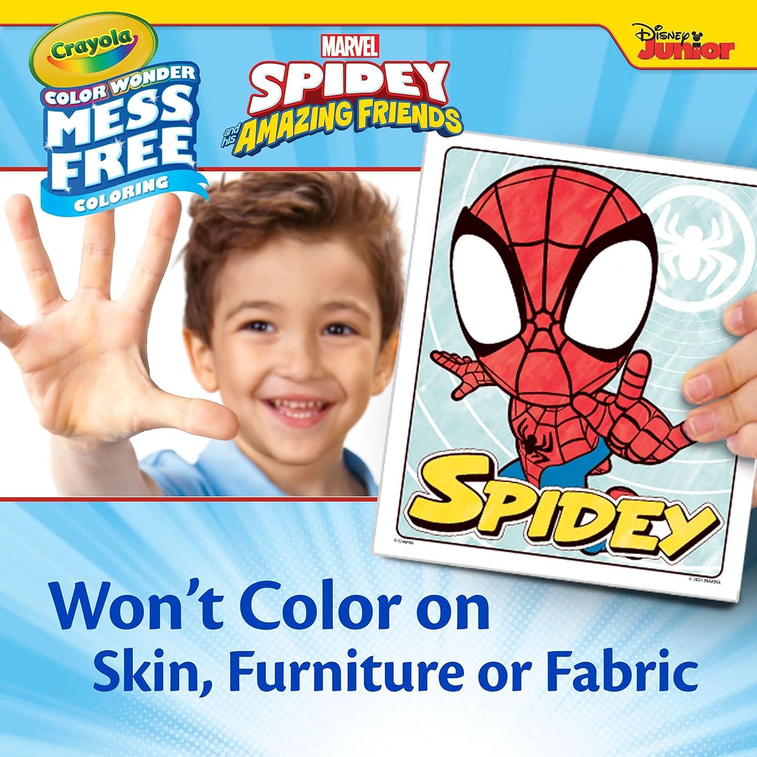 Crayola Spiderman Color Wonder Coloring Set, 18 Spiderman Mess Free Coloring Pages for Toddlers, Spiderman Toys, Gifts for Kids(Spidey & Friends)
