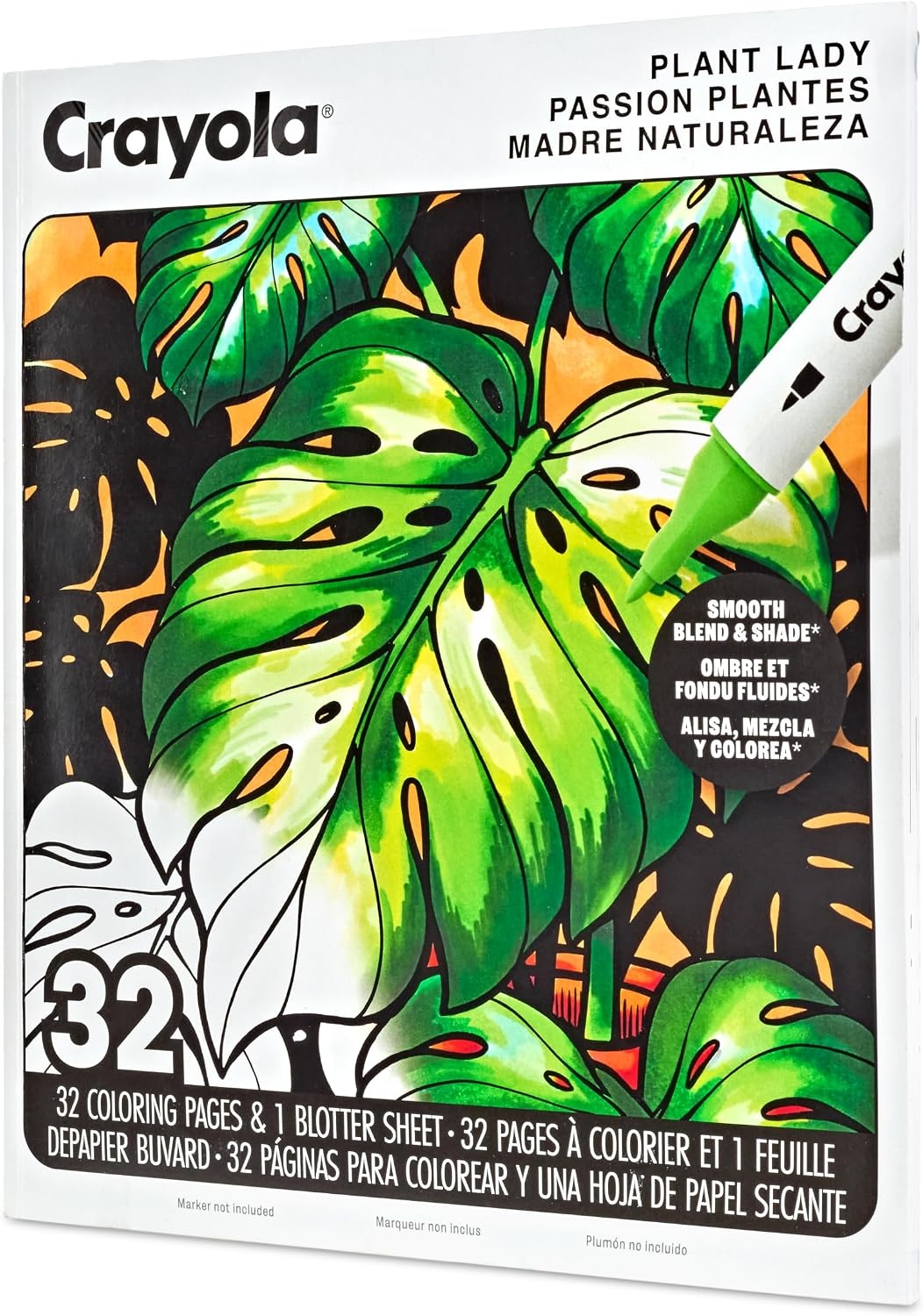Crayola Stay Hydrated Adult Coloring Book, 32 Pgs, Premium Paper, Stress Relief and Relaxation Activities, Gift for Women and Men(Plant Lady)
