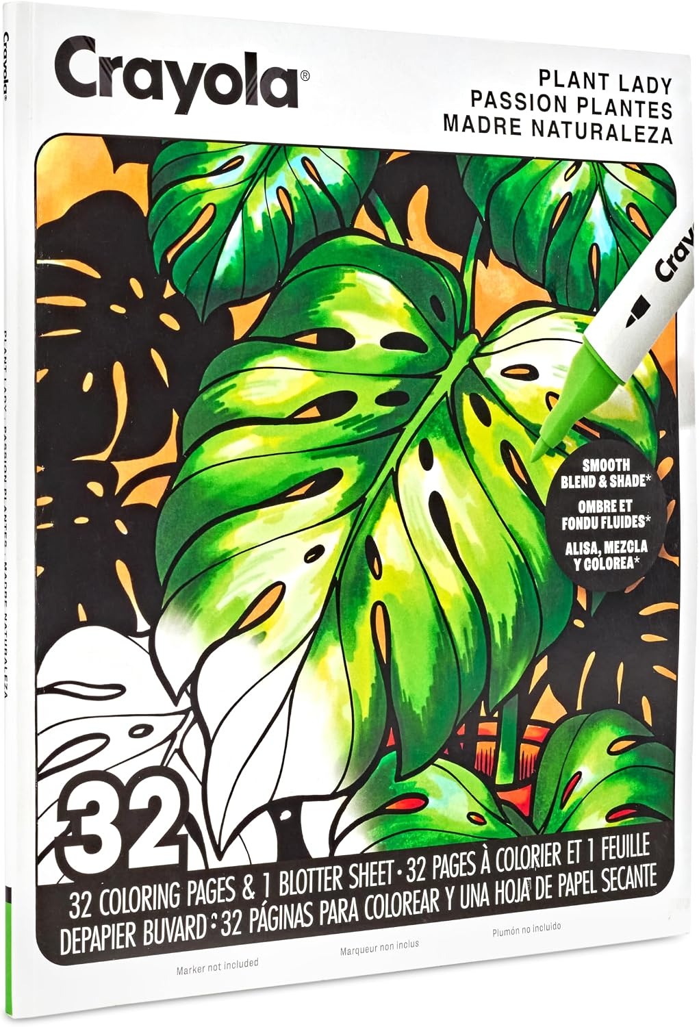 Crayola Stay Hydrated Adult Coloring Book, 32 Pgs, Premium Paper, Stress Relief and Relaxation Activities, Gift for Women and Men(Plant Lady)