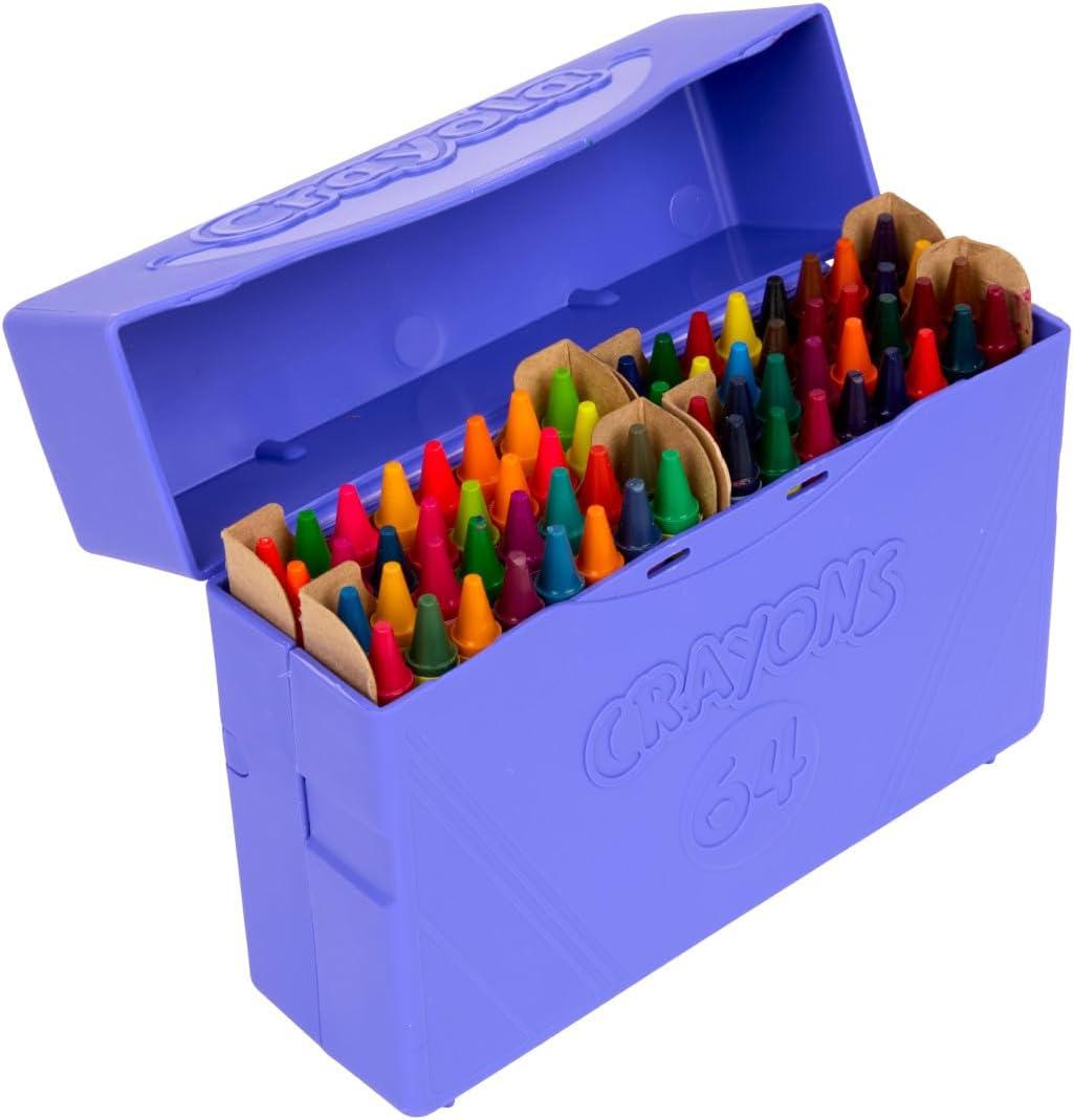 Crayola Crayon Box (64 Count), With Limited Edition Colors & Plastic Case, Arts & Crafts Coloring Supplies for Kids, Back to School Essentials, Ages 3+(Limited Edition)