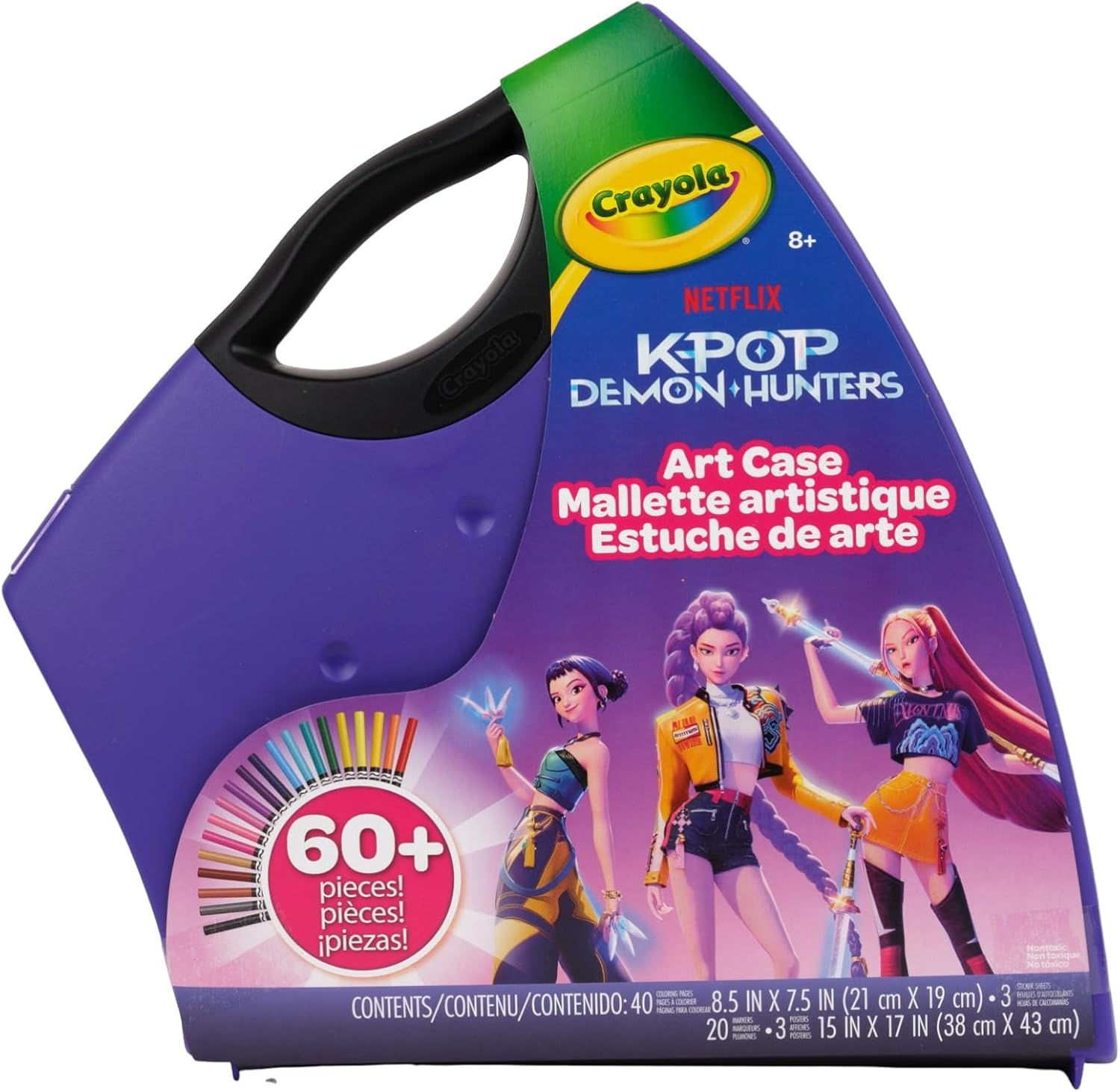 Crayola Kpop Demon Hunters Art Case (40+pcs), Coloring & Sticker Craft Kit, Gift for Kids & Teens, Travel Activity Set, Ages 8+