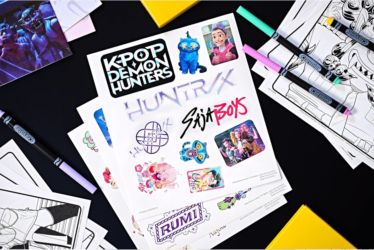 Crayola Kpop Demon Hunters Art Case (40+pcs), Coloring & Sticker Craft Kit, Gift for Kids & Teens, Travel Activity Set, Ages 8+