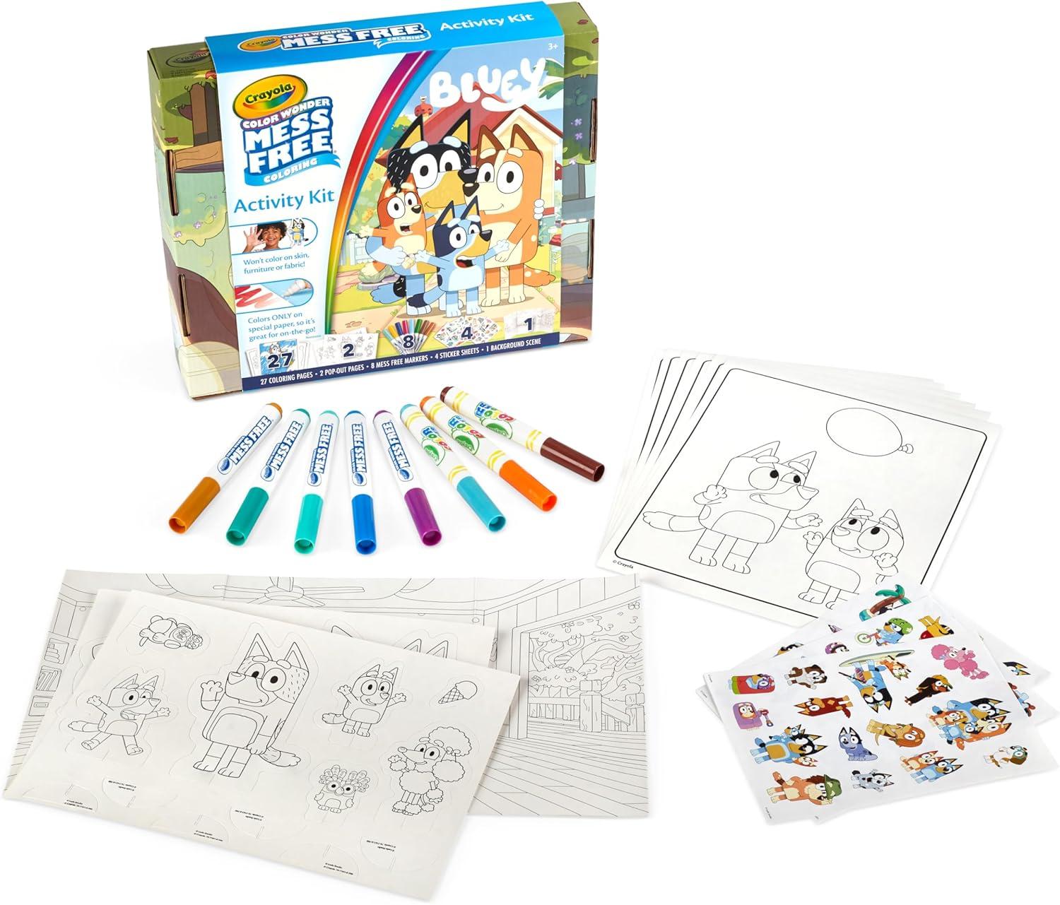Crayola Color Wonder Bluey Activity Kit, Mess Free Coloring for Toddlers, Holiday & Christmas Gifts for Kids, Art Set for Kids, Plane Essential, Bluey Toys, 3+(Color Wonder: Bluey Activity Set)