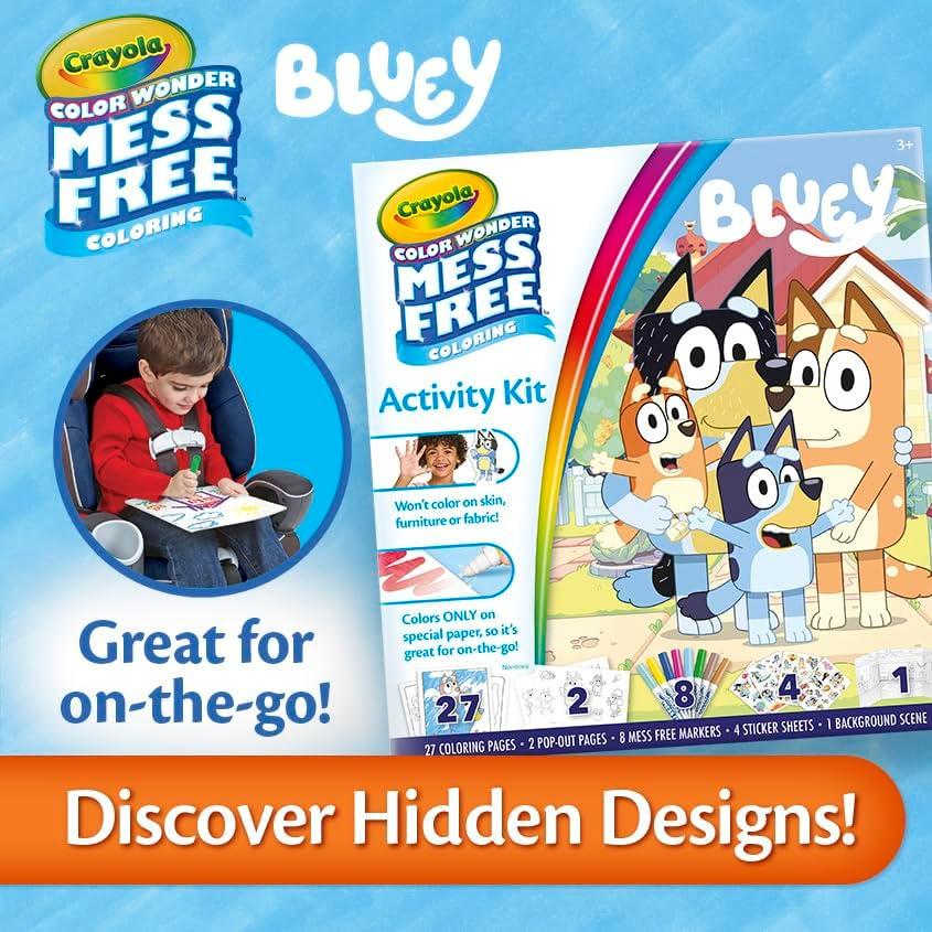 Crayola Color Wonder Bluey Activity Kit, Mess Free Coloring for Toddlers, Holiday & Christmas Gifts for Kids, Art Set for Kids, Plane Essential, Bluey Toys, 3+(Color Wonder: Bluey Activity Set)