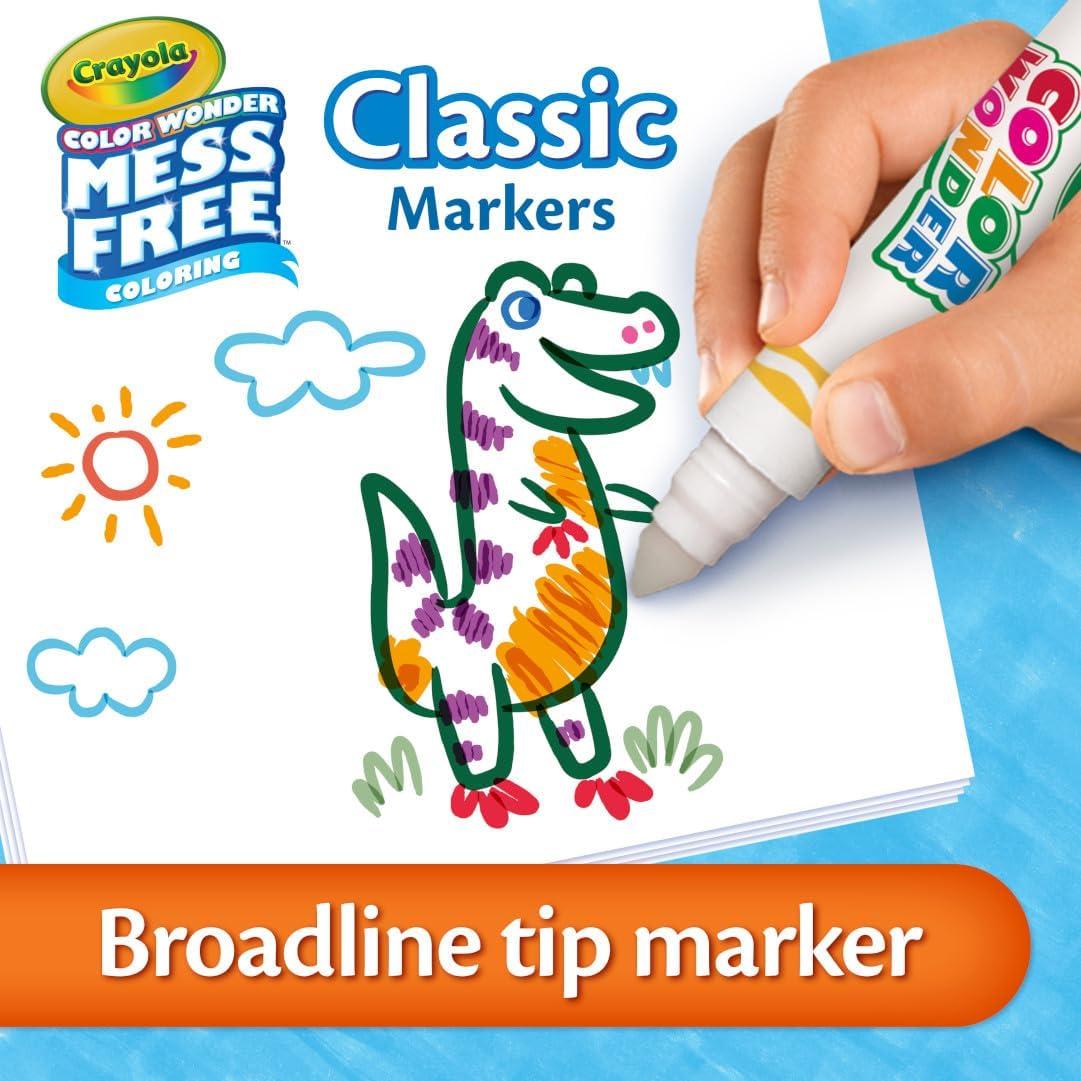 Crayola Color Wonder Mess Free Fingerpaint & Stamper Kit, Safari Stamps for Kids, Color Reveal Ink, Toddler Activity, Gifts, 3+(Classic Markers)